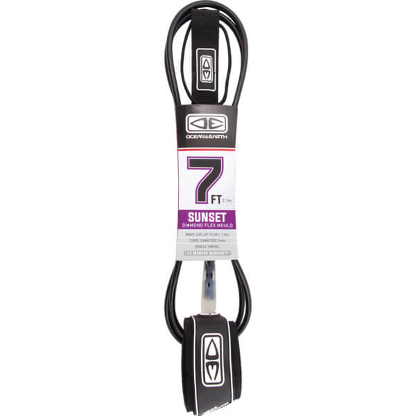 Ocean & Earth Sunset Moulded Black Surfboard Leash - 7'