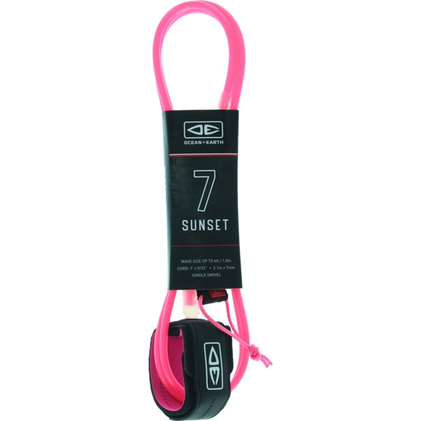 Ocean & Earth Moulded Sunset Pink Surfboard Leash - 7'