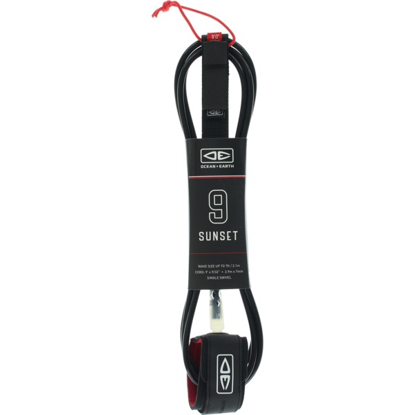 Ocean & Earth Moulded Sunset Black Surfboard Leash - 9'