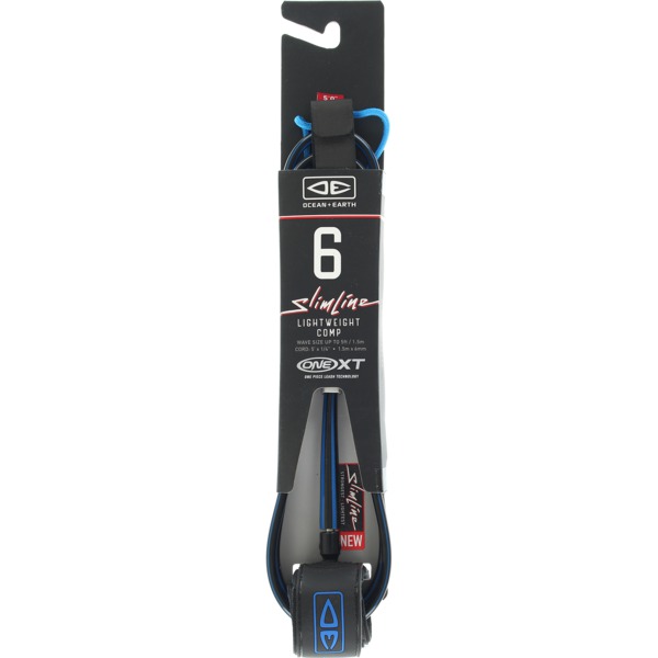 Ocean & Earth One XT Slimline Lightweight Comp Blue Surfboard Leash - 6'