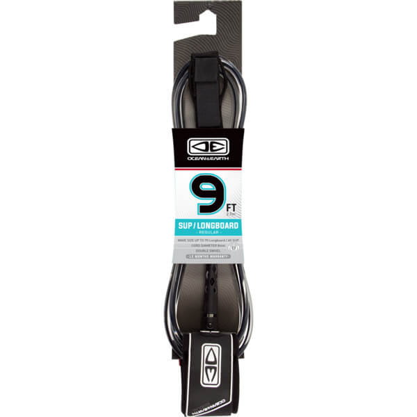 Ocean & Earth Regular Black Longboard / SUP Surfboard Leash - 9'