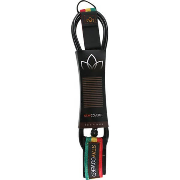 Stay Covered Deluxe Super Comp Black / Rasta Surfboard Leash - 5'6"