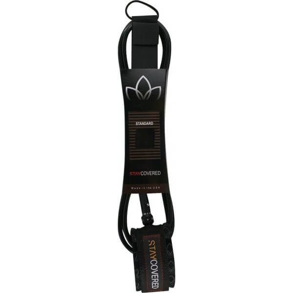 Stay Covered Deluxe Super Comp Black Surfboard Leash - 5'6"