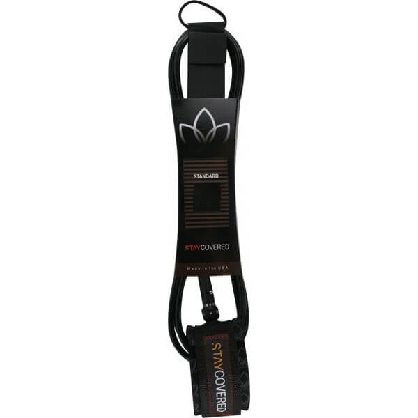 Stay Covered Deluxe 7' Black Surfboard Leash - 7'