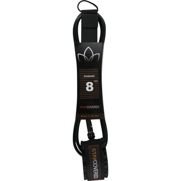 Stay Covered Deluxe 8' Black Surfboard Leash - 8'