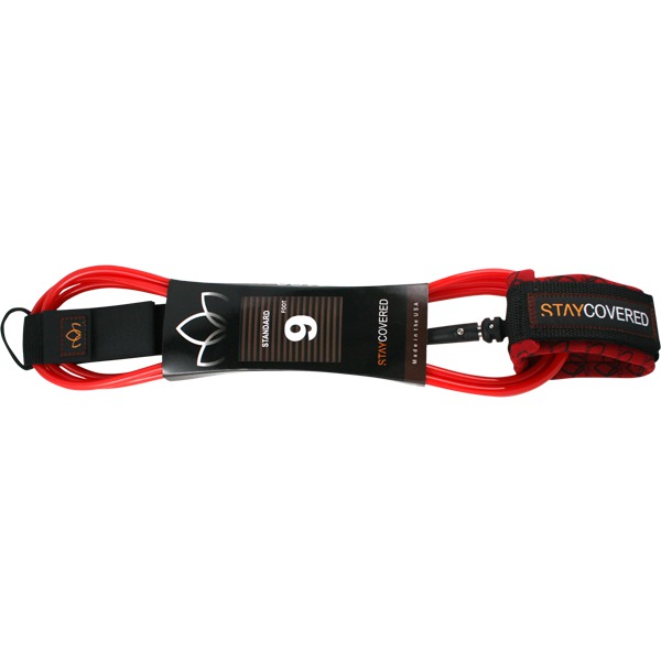 Stay Covered Standard Red Surfboard Leash - 9'