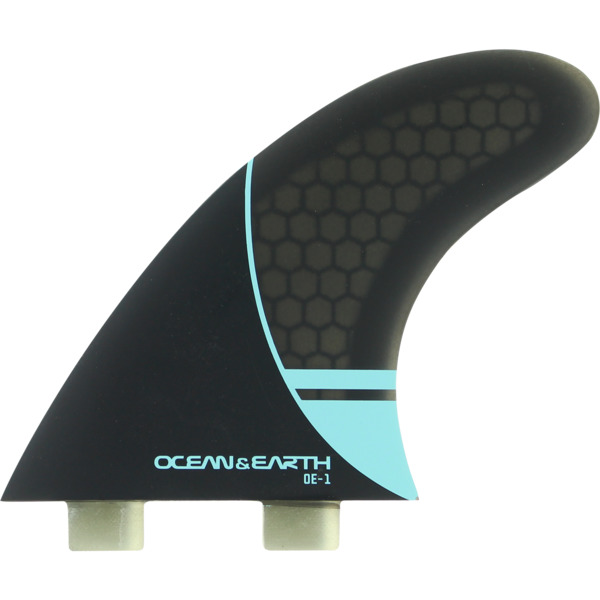 Ocean & Earth OE-1 Whip Medium Black / Blue Thruster Dual Tab - Set of 3 Fins