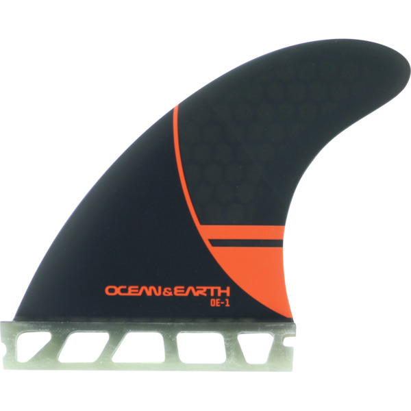 Ocean & Earth OE-1 Whip Small Black / Red Thruster Single Tab - Set of 3 Fins