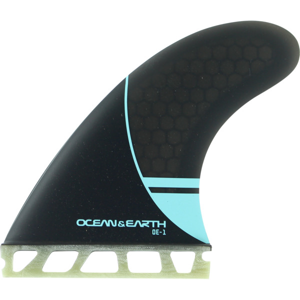 Ocean & Earth OE-1 Whip Medium Black / Blue Thruster Single Tab - Set of 3 Fins