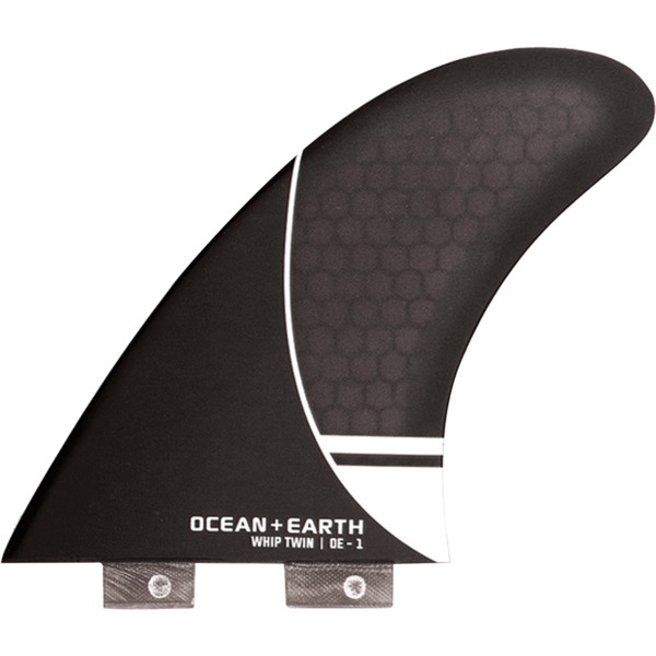 Ocean & Earth OE-1 Whip Black / White Twin Fin Dual Tab - Set of 2 Fins