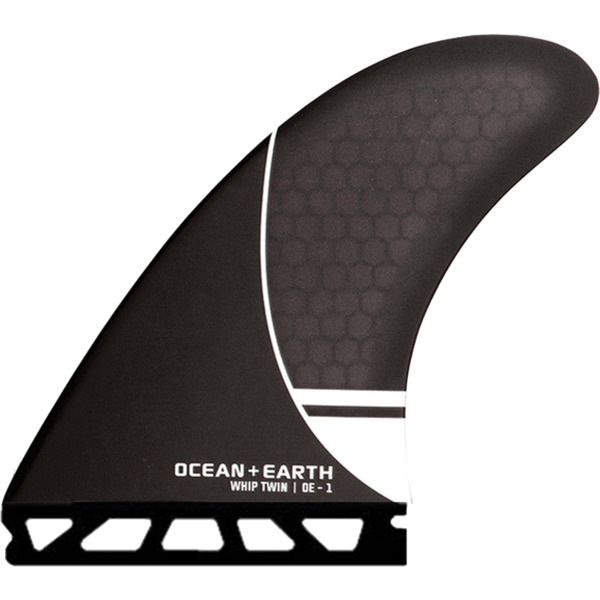 Ocean & Earth OE-1 Whip Black / White Twin Fin Single Tab - Set of 2 Fins