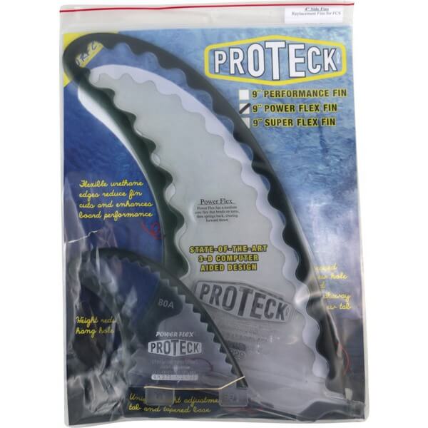 Pro Teck Power Flex Clear / Black FCS Fin System Includes (1) 9" Fin /(2) 4" Fins