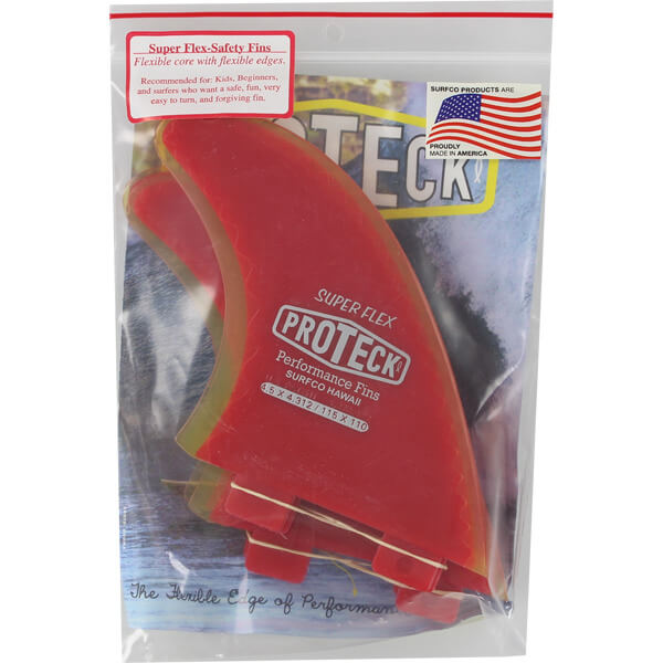 Pro Teck Super Flex 4.5" Red / Yellow FCS Fin System Includes 4 Fins