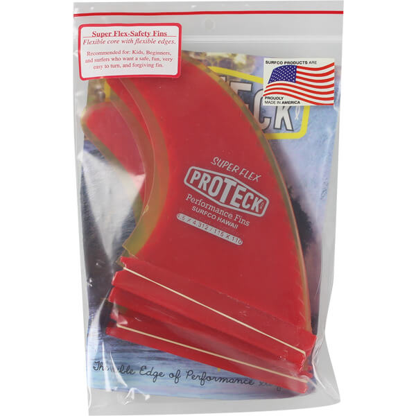 Pro Teck Super Flex 4.5" Red / Yellow Futures Fin System Includes 4 Fins