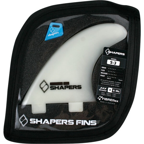 Shapers Fins Fibre Flex S3 Natural FCS Thruster Surfboard Fins Includes 3 Fins