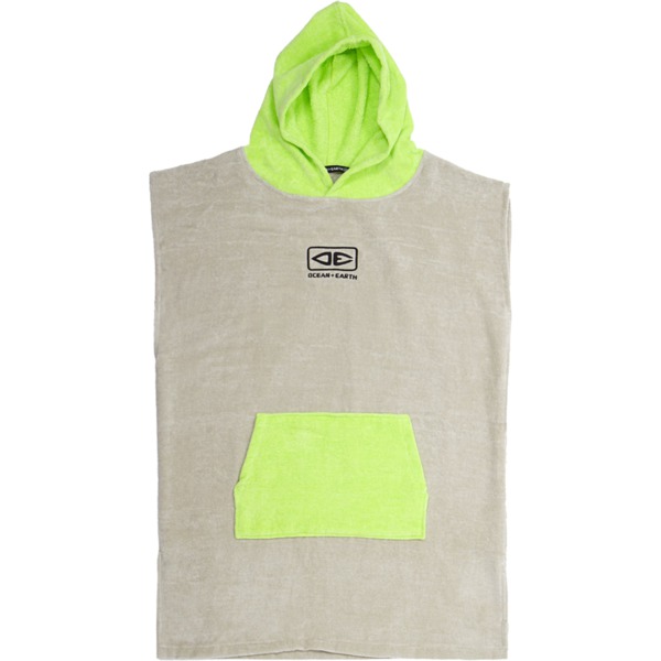 Ocean & Earth Grey / Lime Hooded Poncho - Youth