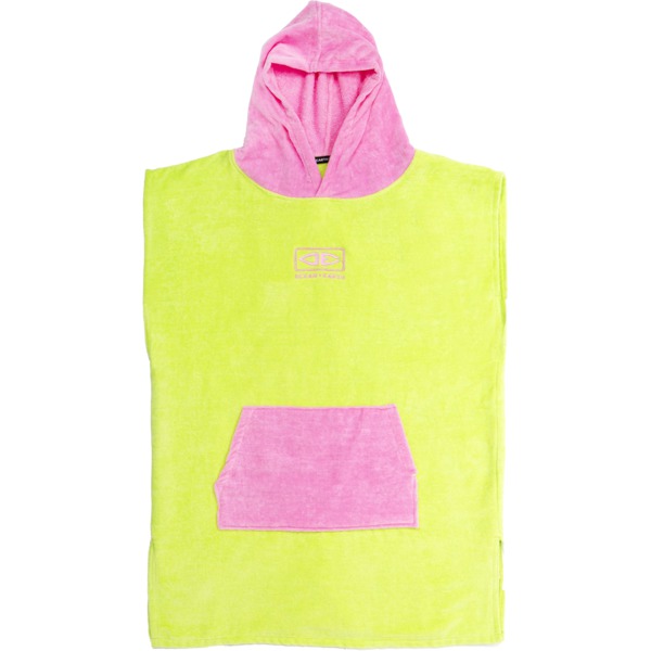 Ocean & Earth Lime / Pink Hooded Poncho - Youth