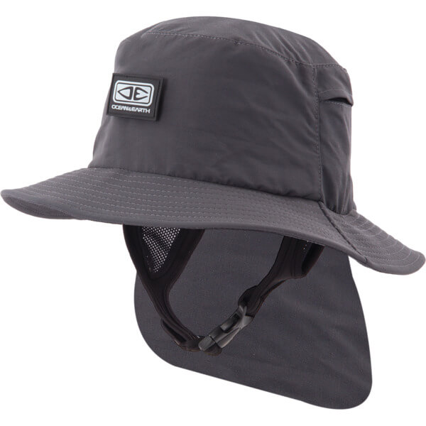 Ocean & Earth Men's Indo Stiff Peak Bucket Surf Hat in Black