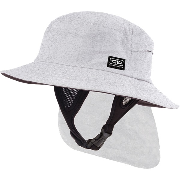 Ocean & Earth Men's Indo Stiff Peak Bucket Surf Hat in White Marble