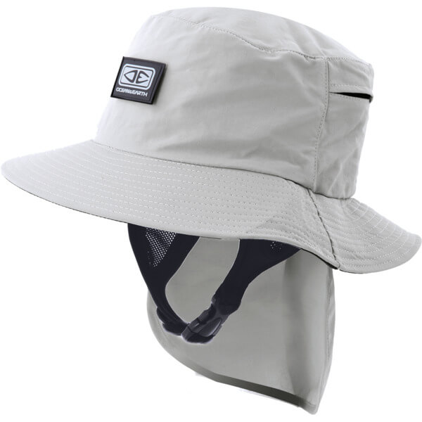 Ocean & Earth Men's Indo Stiff Peak Grey Bucket Surf Hat - Medium/23.23"