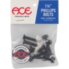 Ace Trucks MFG. Phillips Head Black Skateboard Hardware Set - 1 1/4"