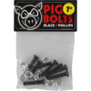 Pig Wheels Phillips Head Black / Silver Skateboard Hardware Set - 1"