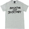 Thrasher Magazine Skate and Destroy Grey Men's Short Sleeve T-Shirt - Medium