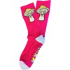 Happy Hour Skateboards Mushroom Hot Pink Crew Socks - One size fits most