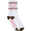 Krooked Skateboards Eyes White / Brown / Pink Crew Socks - One size fits most