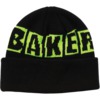 Baker Skateboards Brand Logo Black / Green Beanie Hat - One size fits most