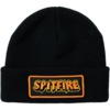 Spitfire Wheels Hellfire Script Patch Black Beanie Hat - One size fits most