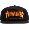 Thrasher Magazine Flame Embroidered Black Hat - Adjustable