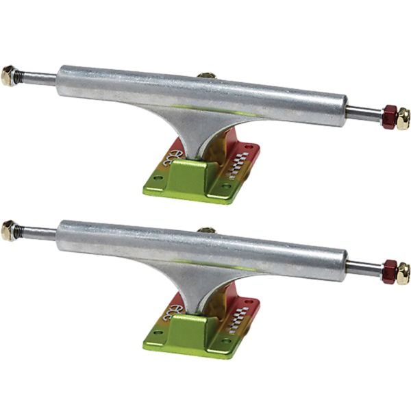 Ace Trucks MFG. AF1 80 Anodized Polished / Rasta Skateboard Trucks - 7.25" Hanger 10.0" Axle (Set of 2) Ace Trucks MFG. AF1 80 Anodized Polished / Rasta Skateboard Trucks - 7.25" Hanger 10.0" Axle (Set of 2)