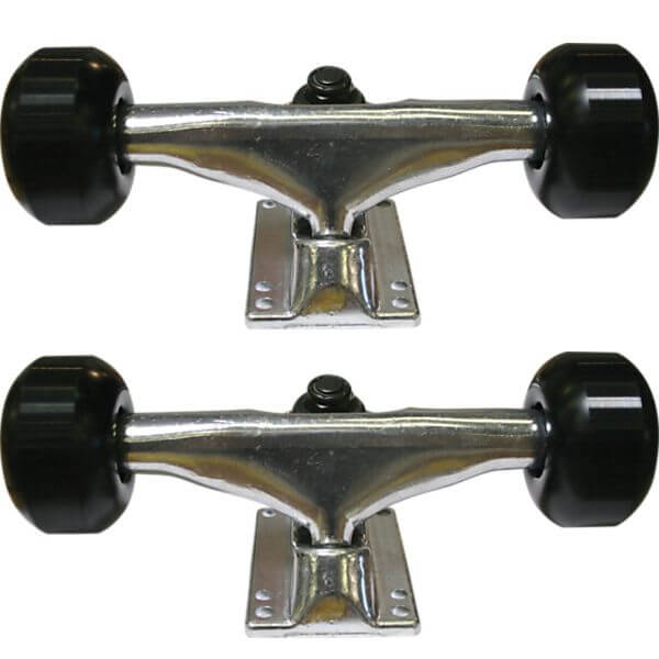 Essentials Skateboard Components Polished Trucks with 52mm Black Wheels Combo - 5.0" Hanger 7.75" Axle (Set of 2)