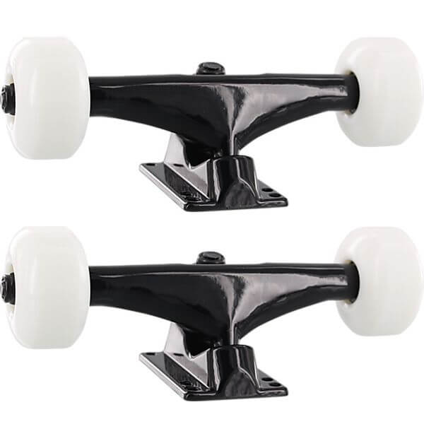 Essentials Skateboard Components Black Trucks with 53mm White Wheels Combo - 5.25" Hanger 8.0" Axle (Set of 2)