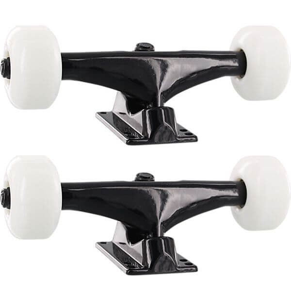Essentials Skateboard Components Black Trucks with 54mm White Wheels Combo - 5.5" Hanger 8.25" Axle (Set of 2)