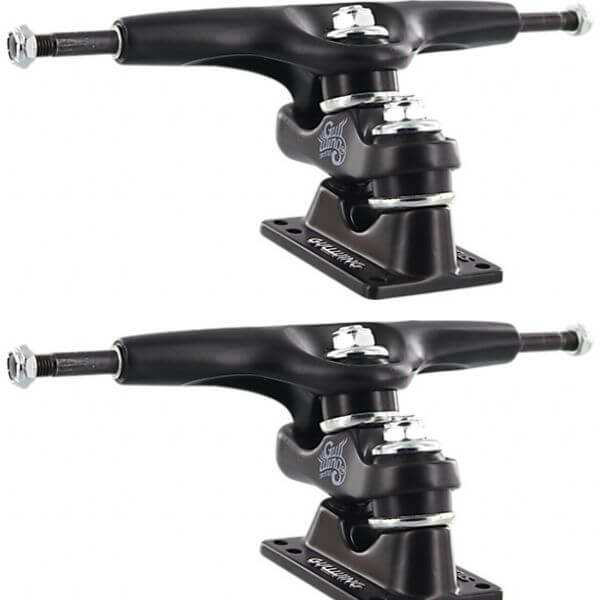 Gullwing Trucks Sidewinder II Black Skateboard Double Kingpin Trucks - 6.25" Hanger 9.0" Axle (Set of 2)