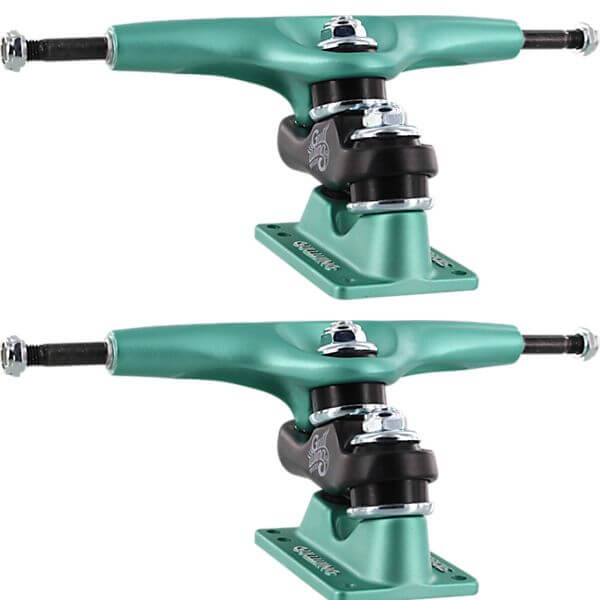 Gullwing Trucks Sidewinder II Aqua / Black / Aqua Skateboard Double Kingpin Trucks - 6.25" Hanger 9.0" Axle (Set of 2)