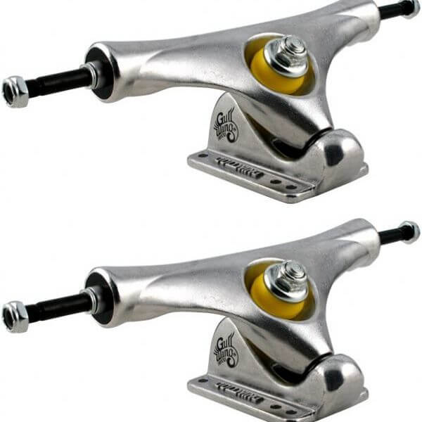 Gullwing Trucks Stalker 40 Degree Silver Skateboard Reverse Kingpin Trucks - 6.9" Hanger 9.5" Axle (Set of 2)