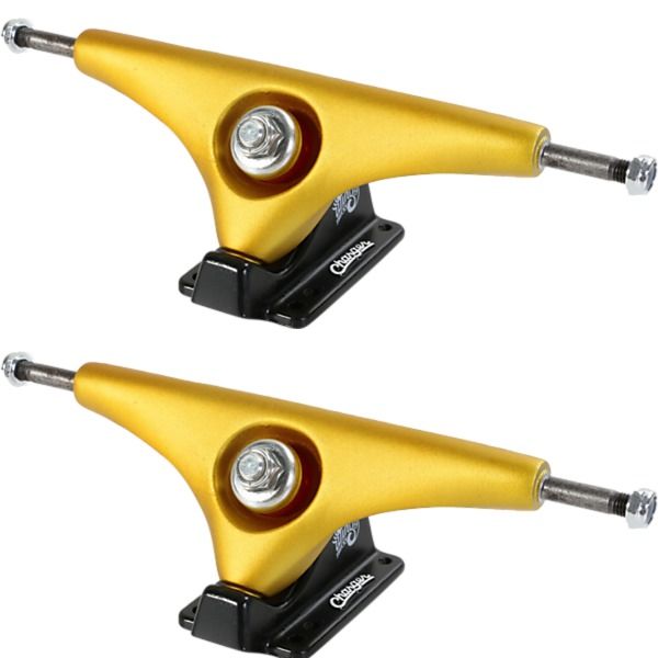 Gullwing Trucks Charger Gold / Black Skateboard Reverse Kingpin Trucks - 7.25" Hanger 10.0" Axle (Set of 2)