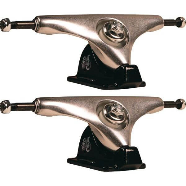Gullwing Trucks Charger Silver / Black Skateboard Reverse Kingpin Trucks - 7.25" Hanger 10.0" Axle (Set of 2) Gullwing Trucks Charger Silver / Black Skateboard Reverse Kingpin Trucks - 7.25" Hanger 10.0" Axle (Set of 2)