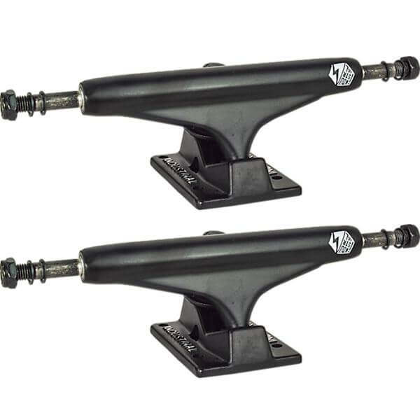 Industrial Skateboards IV Black w/ White Logo Skateboard Trucks - 5.0" Hanger 7.75" Axle (Set of 2)