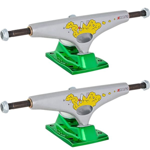 Krux Skate Trucks Nora Vasconcellos K5 By Alexis Silver / Green Skateboard Trucks - 5.75" Hanger 8.5" Axle (Set of 2)