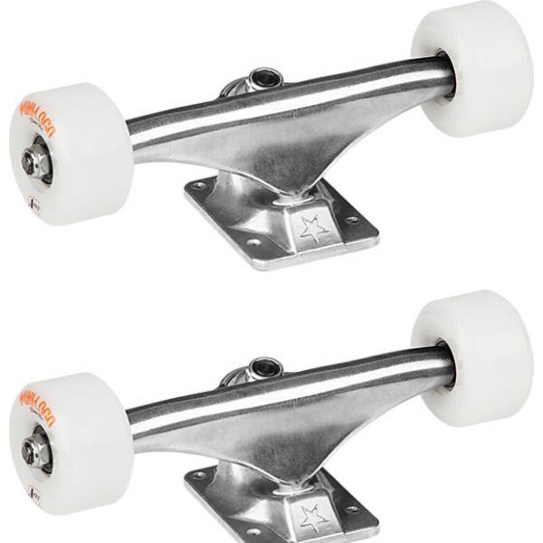 Mini Logo Skateboards Raw Trucks with 53mm White 101a A-Cut Wheels Combo - 5.25" Hanger 8.0" Axle (Set of 2)