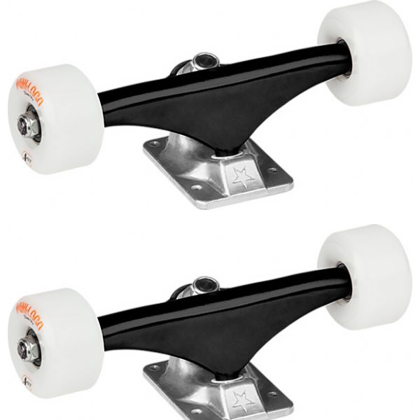 Mini Logo Skateboards Black / Raw Trucks with White 53mm 101a Wheels - 5.25" Hanger 8.0" Axle (Set of 2)