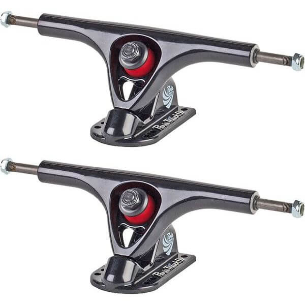 Paris Truck Co. V2 195mm 50 Degree Black / Black Skateboard Reverse Kingpin Trucks - 7.68" Hanger 10.5" Axle (Set of 2)