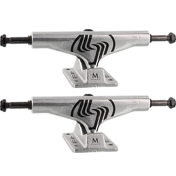 Silver Skate Trucks M-Class Hollow Polished / Black Skateboard Trucks - 5.0" Hanger 7.75" Axle (Set of 2)