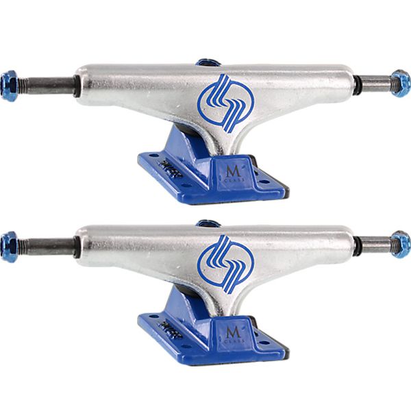 Silver Skate Trucks M-Class Hollow Polished / Blue Skateboard Trucks - 5.0" Hanger 7.75" Axle (Set of 2)