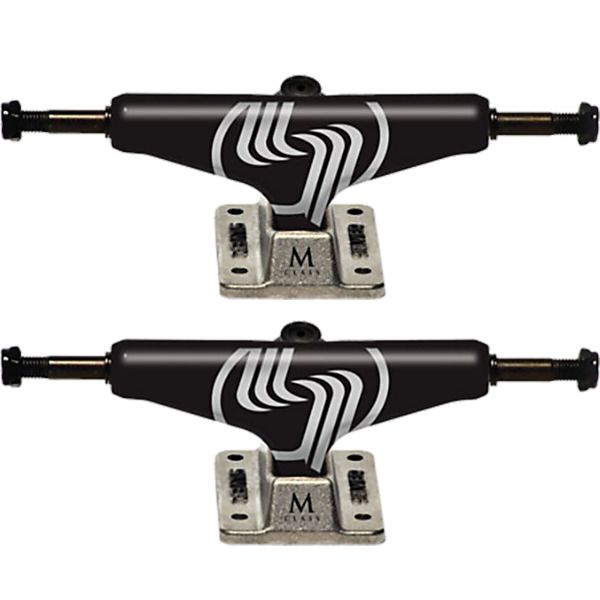 Silver Skate Trucks M-Class Hollow Polished / Black Skateboard Trucks - 5.0" Hanger 7.75" Axle (Set of 2)