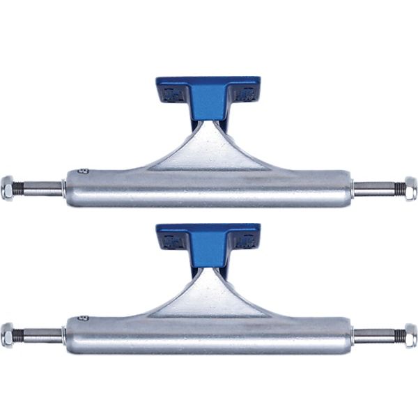 Slappy Truck Company ST1 Classic Hollow Polished / Blue Skateboard Trucks - 5.4" Hanger 8.0" Axle (Set of 2)